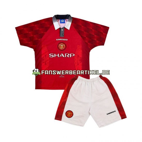 Retro 1996 Trikot Manchester United Kinder Heimausrüstung Kurzarm