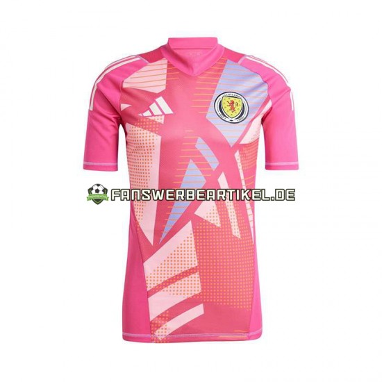 Torwart Trikot Schottland Herren Ausweich ausrüstung Pink Euro 2024 Kurzarm