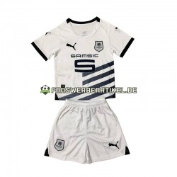 Trikot Stade Rennes Kinder Auswärtsausrüstung Weiß 2023-2024 Kurzarm
