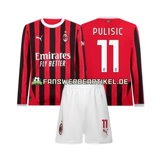 Christian Pulisic 11 Trikot AC Mailand Kinder Heimausrüstung 2024-2025 Langarm