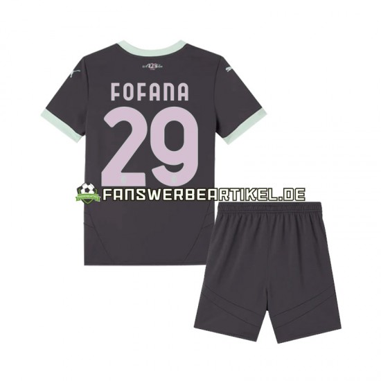 Fofana 29 Trikot AC Mailand Kinder Ausweich ausrüstung 2024-2025 Kurzarm