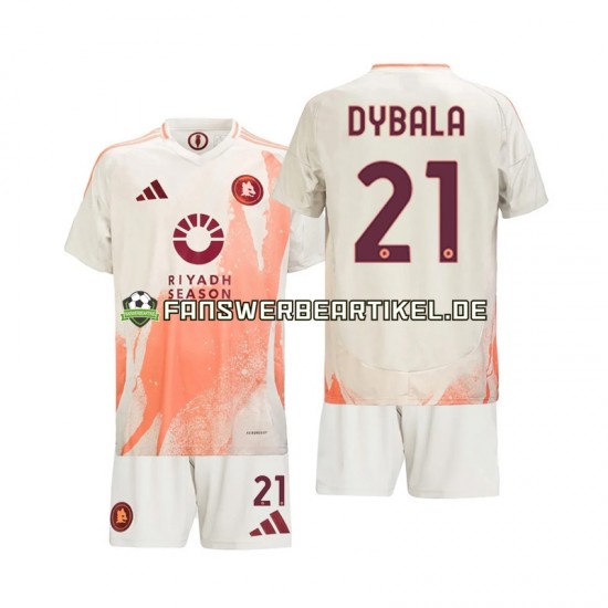 Paulo Dybala 21 Trikot AS Rom Kinder Auswärtsausrüstung 2024-2025 Kurzarm