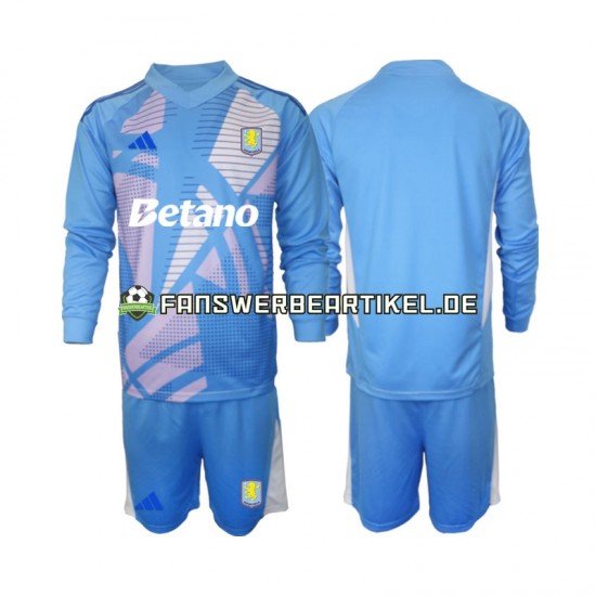 Torwart Trikot Aston Villa Kinder Ausweich ausrüstung Blau 2024-2025 Langarm