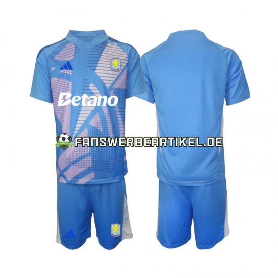 Torwart Trikot Aston Villa Kinder Ausweich ausrüstung Blau 2024-2025 Kurzarm