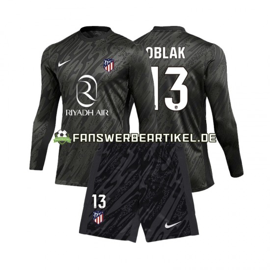 Jan Oblak 13 Torwart Trikot Atlético Madrid Kinder Heimausrüstung 2024-2025 Langarm