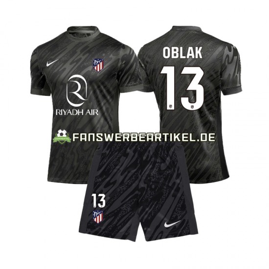 Jan Oblak 13 Torwart Trikot Atlético Madrid Kinder Heimausrüstung 2024-2025 Kurzarm