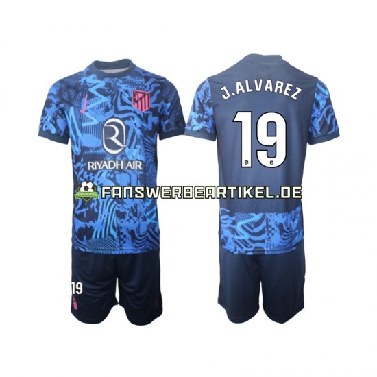 J.Alvarez 19 Trikot Atlético Madrid Kinder Ausweich ausrüstung 2024-2025 Kurzarm