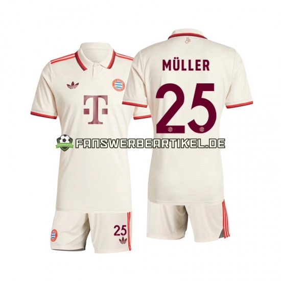 Muller 25 Trikot FC Bayern München Kinder Ausweich ausrüstung 2024-2025 Kurzarm