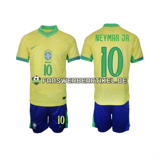 Neymar JR 10 Trikot Brasilien Kinder Heimausrüstung 2024 Kurzarm