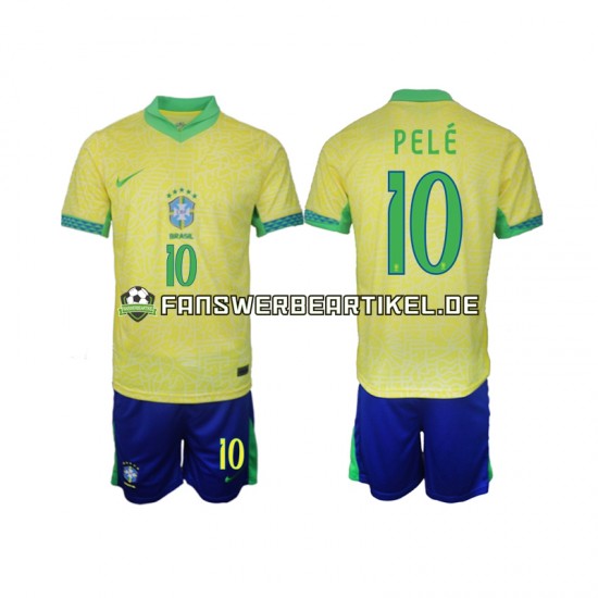 PELE 10 Trikot Brasilien Kinder Heimausrüstung 2024 Kurzarm