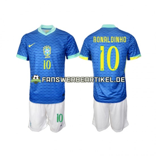 Ronaldinho 10 Trikot Brasilien Kinder Auswärtsausrüstung 2024 Kurzarm