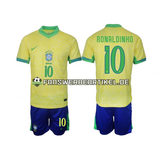 Ronaldinho 10 Trikot Brasilien Kinder Heimausrüstung 2024 Kurzarm