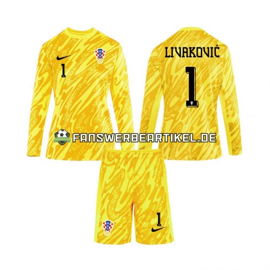 DOMINIK LIVAKOVIC 1 Torwart Trikot Kroatien Kinder Heimausrüstung Euro 2024 Langarm