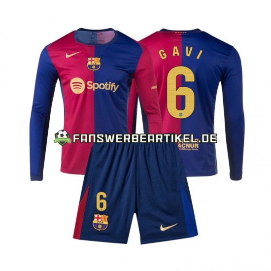 Gavi 6 Trikot FC Barcelona Kinder Heimausrüstung 2024-2025 Langarm