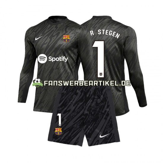 Ter Stegen 1 Torwart Trikot FC Barcelona Kinder Ausweich ausrüstung 2024-2025 Langarm