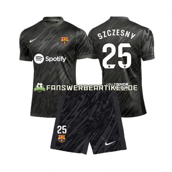 Wojciech Szczesny 25 Torwart Trikot FC Barcelona Kinder Auswärtsausrüstung 2024-2025 Kurzarm