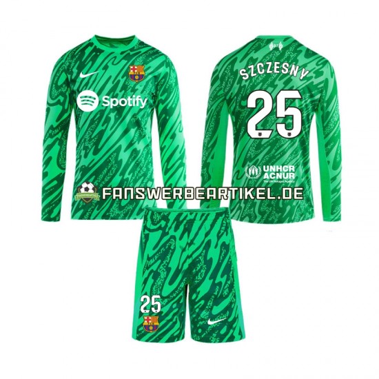 Wojciech Szczesny 25 Torwart Trikot FC Barcelona Kinder Heimausrüstung 2024-2025 Langarm