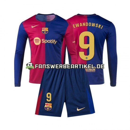 Lewandowski 9 Trikot FC Barcelona Kinder Heimausrüstung 2024-2025 Langarm