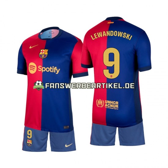 Lewandowski 9 Trikot FC Barcelona Kinder Heimausrüstung 2024-2025 Kurzarm