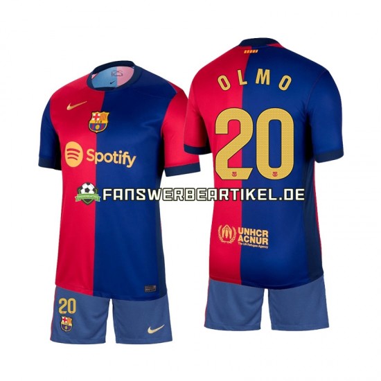 Olmo 20 Trikot FC Barcelona Kinder Heimausrüstung 2024-2025 Kurzarm