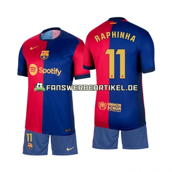 Raphinha 11 Trikot FC Barcelona Kinder Heimausrüstung 2024-2025 Kurzarm