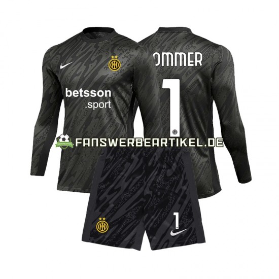 Yann Sommer 1 Torwart Trikot Inter Mailand Kinder Ausweich ausrüstung 2024-2025 Langarm