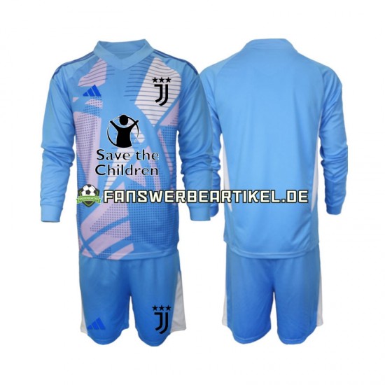 Torwart Trikot Juventus Turin Kinder Heimausrüstung Blau 2024-2025 Langarm