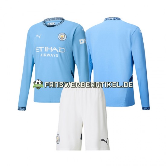 Trikot Manchester City Kinder Heimausrüstung 2024-2025 Langarm