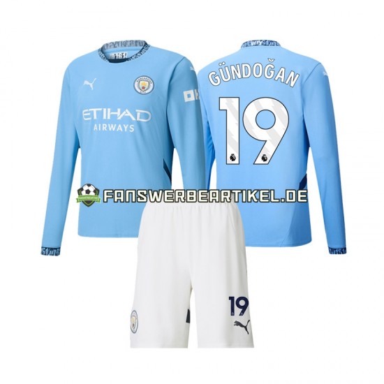 Gundogan 19 Trikot Manchester City Kinder Heimausrüstung 2024-2025 Langarm