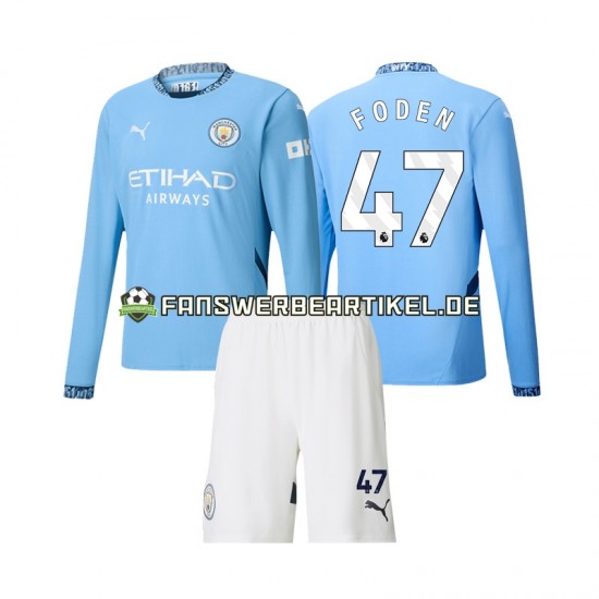 Phil Foden 47 Trikot Manchester City Kinder Heimausrüstung 2024-2025 Langarm