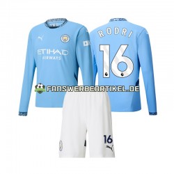 Rodri 16 Trikot Manchester City Kinder Heimausrüstung 2024-2025 Langarm