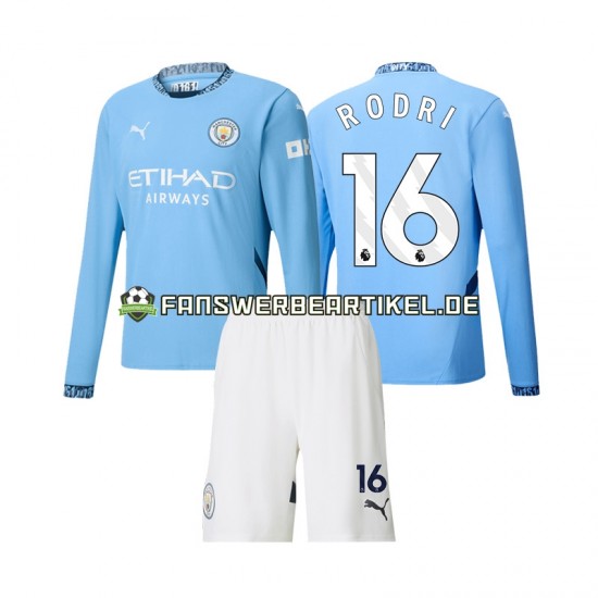 Rodri 16 Trikot Manchester City Kinder Heimausrüstung 2024-2025 Langarm