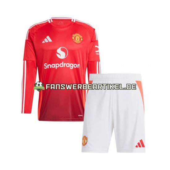 Trikot Manchester United Kinder Heimausrüstung 2024-2025 Langarm