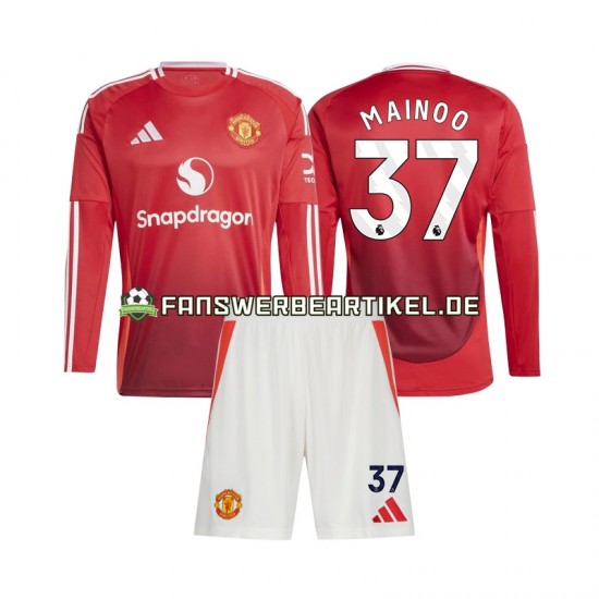 Kobbie Mainoo 37 Trikot Manchester United Kinder Heimausrüstung 2024-2025 Langarm