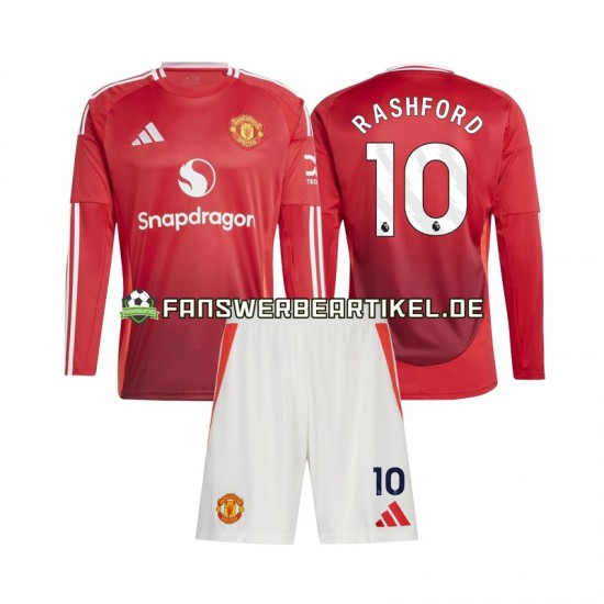 Marcus Rashford 10 Trikot Manchester United Kinder Heimausrüstung 2024-2025 Langarm