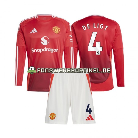 Matthijs de Ligt 4 Trikot Manchester United Kinder Heimausrüstung 2024-2025 Langarm