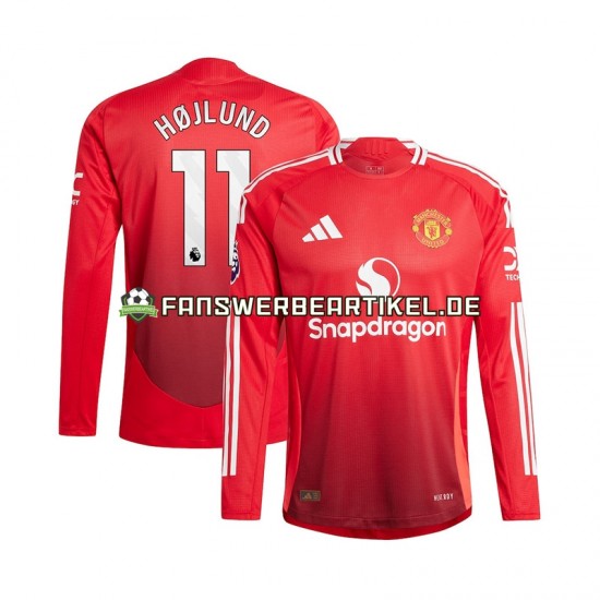 Rasmus Hojlund 11 Trikot Manchester United Herren Heimausrüstung 2024-2025 Langarm