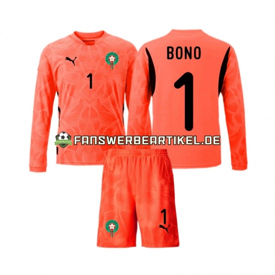 Yassine Bounou 1 Torwart Trikot Marokko Kinder Heimausrüstung 2024 Langarm