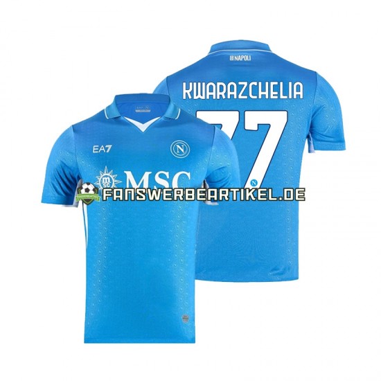 Khvicha Kvaratskhelia 77 Trikot SSC Neaples Herren Heimausrüstung 2024-2025 Kurzarm