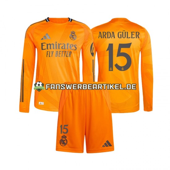 Arda Guler 15 Trikot Real Madrid Kinder Auswärtsausrüstung 2024-2025 Langarm