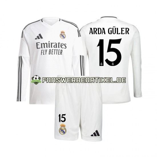 Arda Guler 15 Trikot Real Madrid Kinder Heimausrüstung 2024-2025 Langarm