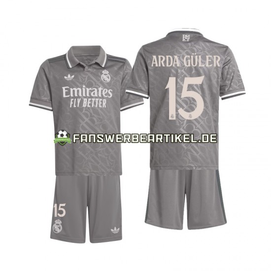 Arda Guler 15 Trikot Real Madrid Kinder Ausweich ausrüstung 2024-2025 Kurzarm