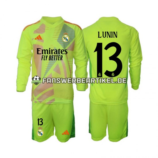 Lunin 13 Torwart Trikot Real Madrid Kinder Viertes ausrüstung 2024-2025 Langarm