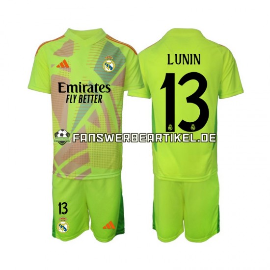 Lunin 13 Torwart Trikot Real Madrid Kinder Viertes ausrüstung 2024-2025 Kurzarm